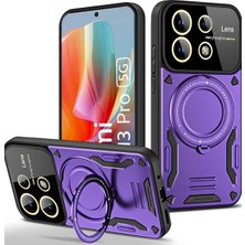 Huly  Xiaomi Redmi Note 13 Pro 4g Kılıf Joy Lens Standlı Kapak - Mor Hub