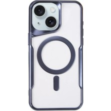 Huly  iPhone 15 Plus Kılıf Boyi Magsafe Silikon Kapak - Lacivert Hub