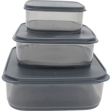 Royaleks 3'lü Yatay Füme Renk Saklama Kabı VIVA-0X258