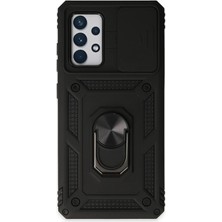 Huly  Samsung Galaxy A52 Kılıf Pars Lens Yüzüklü Silikon - Siyah Hub