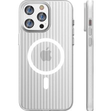 Huly  iPhone 15 Pro Max Line Magsafe Kapak - Beyaz Hub