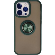 Huly  iPhone 15 Pro Kılıf Montreal Yüzüklü Silikon Kapak - Yeşil Hub