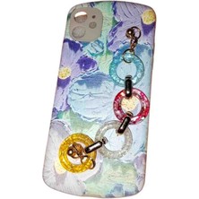 iPhone 11 Telefon Kılıfı Çiçek Desenli Zincirli