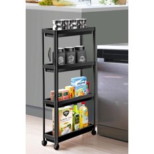 Mutfak Köşesi Tekerlekli Dikdörtgen 4 Katlı Raf Ünitesi Beyaz Banyo Mutfak Düzenleyici Organizer Raf