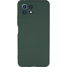 Huly  Xiaomi Mi 11 Lite Kılıf Nano Içi Kadife Silikon - Koyu Yeşil Hub