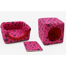 Feyza Design Sarı Renkli Çok Fonksiyonlu Kedi ve Köpek Yatağı 40X40X40 cm