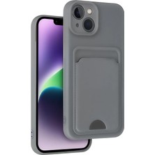 Huly  iPhone 14 Kılıf Kelvin Kartvizitli Silikon - Gri Hub