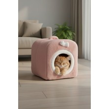 Feyza Design Konforlu Kedi ve Köpek Evi, Yumuşak Yatağı ve Yuvası, Pudra Renk