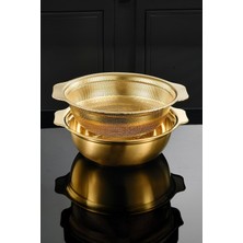 Gold Paslanmaz Çelik Karıştırma Kabı ve Süzgeç 2'li Lüks Set 27  cm