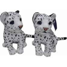 Halley Oyuncak PL50135 25 cm Oturan Küçük Beyaz Leopar-Hly