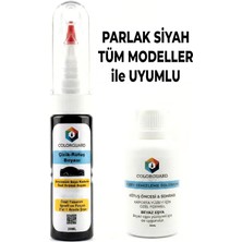 COLORGUARD Parlak Siyah Tüm Modeller ile Uyumlu İğneli & Fırçalı Şişe Rötuş Boyası ve Yüzey Temizleme Solüsyonu Seti