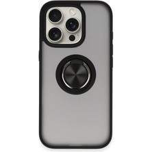 Huly  iPhone 16 Pro Kılıf Montreal Yüzüklü Silikon Kapak - Siyah Hub