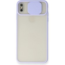Huly  iPhone Xs Max Kılıf Palm Buzlu Kamera Sürgülü Silikon - Lila Hub