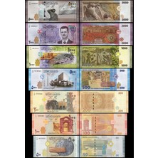3Alp Koleksiyon Suriye 50-100-200-500-1000-2000-5000 Pound 7 Li Tam Set, Yabancı Kağıt Para, "çil"