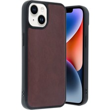 Huly  iPhone 14 Kılıf Aras Deri Kapak - Bordo Hub