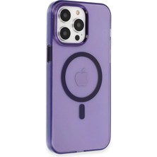 Huly  iPhone 14 Pro Max Kılıf Tron Şeffaf Magsafe Kapak - Derin Mor Hub