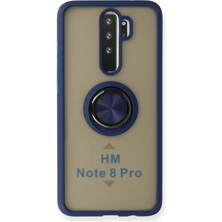 Huly  Xiaomi Redmi Note 8 Pro Kılıf Montreal Yüzüklü Silikon Kapak - Lacivert Hub