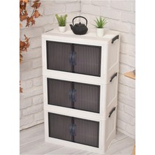 Mutfak Köşesi 3 Katlı Çok Amaçlı Kapaklı Portatif Istiflenebilir Çok Amaclı Organizer Kiler Dolabı