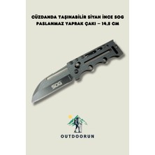 Outdoorun Cüzdanda Taşınabilir Siyah Ince Sog Paslanmaz Yaprak Çakı – 14,5 cm