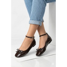 Nmoda Rugan Deri Cilt Mary Jane Babet Şık Tokalı Ortopedik Taban Günlük Ayakkabı