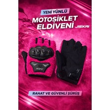 Jiekai Peluşlu Yarım Eldiven, Bisiklet Eldiven Korumalı Fuşya Renk