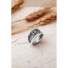 Sümer Telkari Telkari Işlemeli Elişi Ayarlanabilir Eskitme 925 Ayar Gümüş Yüzük 5996