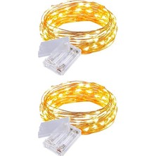 Allians 2'li Sarı Peri LED Şerit 10 Metre, Pilli Aydınlatma ve Süsleme Seti