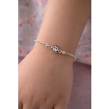 miraç gümüş takı atölyem 925 Ayar Gümüş Ayıcık Detaylı Mineli Çocuk Bilekliği