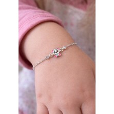 miraç gümüş takı atölyem 925 Ayar Gümüş Ayıcık Detaylı Mineli Çocuk Bilekliği