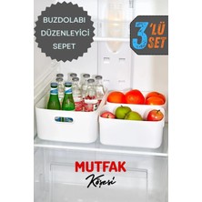 Mutfak Köşesi 3'lü Freshbox Dolap Içi Düzenleyici Sepet, Saklama Kutusu, Organizer 1 Adet 9,5 Lt + 2 Adet 3,5 Lt