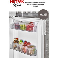 Mutfak Köşesi 10 Adet Mega Boy Buzdolabı Kapak Içi Düzenleyici Organizer - Banyo Düzenleyici, Mini Kutu 750ML