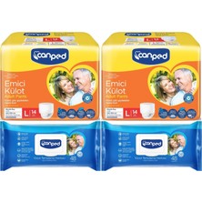 Canped Emici Külot Pants Hasta Yetişkin Bezi L - Büyük - Large 14 Adet - Temizleme Havlusu (4lü Set)