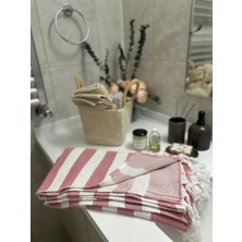 Monochrome Havlu Peştemal, % 100 Pamuk (185 cm x 100 Cm) Kırmızı Çizgili