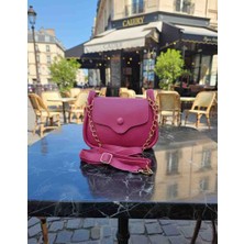 Özense Giyim Kapalı Mıknatıslı Pembe Renkli Kadın El ve Omuz Çantası Fular Hediyemizdir