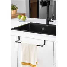 PremiumPort Siyah Renkli Dolap Kapağı Havluluk ve Havlu Askısı Seti