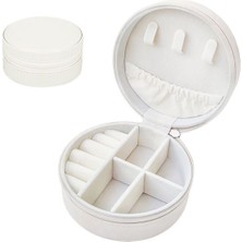 PremiumPort Beyaz Deri Seyahat Takı Kutusu, Kompakt ve Şık Saklama Çözümü