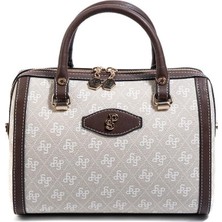 Silver & Polo Silver Polo Taş - Kahve Monogram Kadın El Çantası SP1091