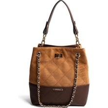 Silver & Polo SP1262 Kadın Omuz Çantası Süet Taba-Kahve