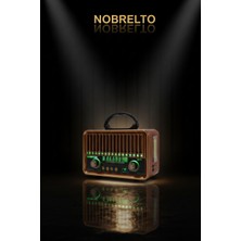 Nobrelto RT-774 Nostaljik Ahşap Bluetooth Radyo - Işıklı Fenerli Şarjlı Retro Müzik Kutusu