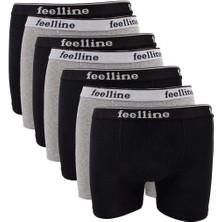 7 Adet Feelline Siyah ve Gri Pamuklu Doğal Likralı Erkek Boxer