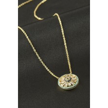 Makay Yuvarlak Nazar Zirkon Taşlı Kolye