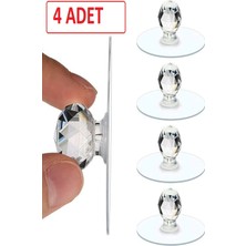 PremiumPort Şeffaf Kristal 4'lü Yapışkanlı Dolap ve Çekmece Kulp Seti