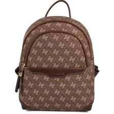 Silver & Polo SP1265 Kadın Sırt Çantası Monogram Kahve