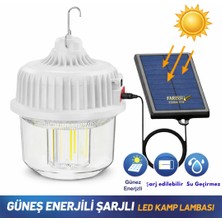 farissu 120W Güneş Enerjili Şarjlı LED Kamp Lambası - 4 Farklı Işık Modu, Su Geçirmez, 2400 Mah Çift Pilli