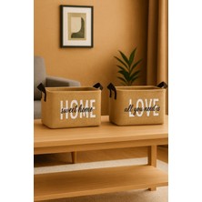 PremiumPort 2'li Küçük Boy Jüt Dolap Içi Çamaşır ve Oyuncak Saklama Sepeti