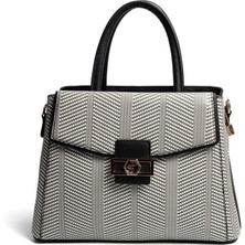 Silver & Polo Silver Polo Siyah Beyaz - Siyah Hasır Kadın El Çantası SP1264
