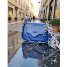 Özense Giyim Kapalı Mıknatıslı Mavi Renkli Kadın El ve Omuz Çantası Fular Hediyemizdir