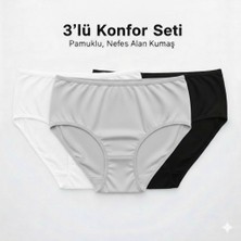 Woan 3’lü Doğal Bayan Külot Seti – Siyah Beyaz Gri – Pamuklu, Nefes Alan Kumaş