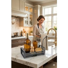 PremiumPort Lavabo ve Mutfak Seti, Askılı Evye Yanı Organizer, Süngerlik ve Hazneli Dekoratif