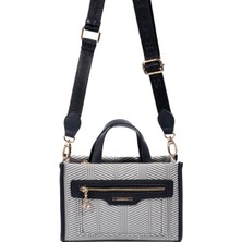 Silver & Polo Silver Polo Siyah Beyaz - Siyah Hasır Kadın El Çantası SP1271